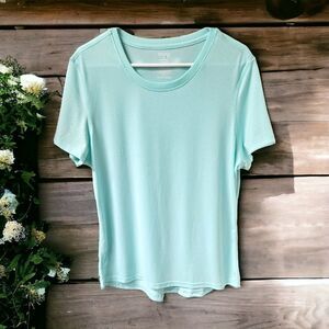 DANSKIN NOW Plus Size White V- Neck Tee With Dri-More